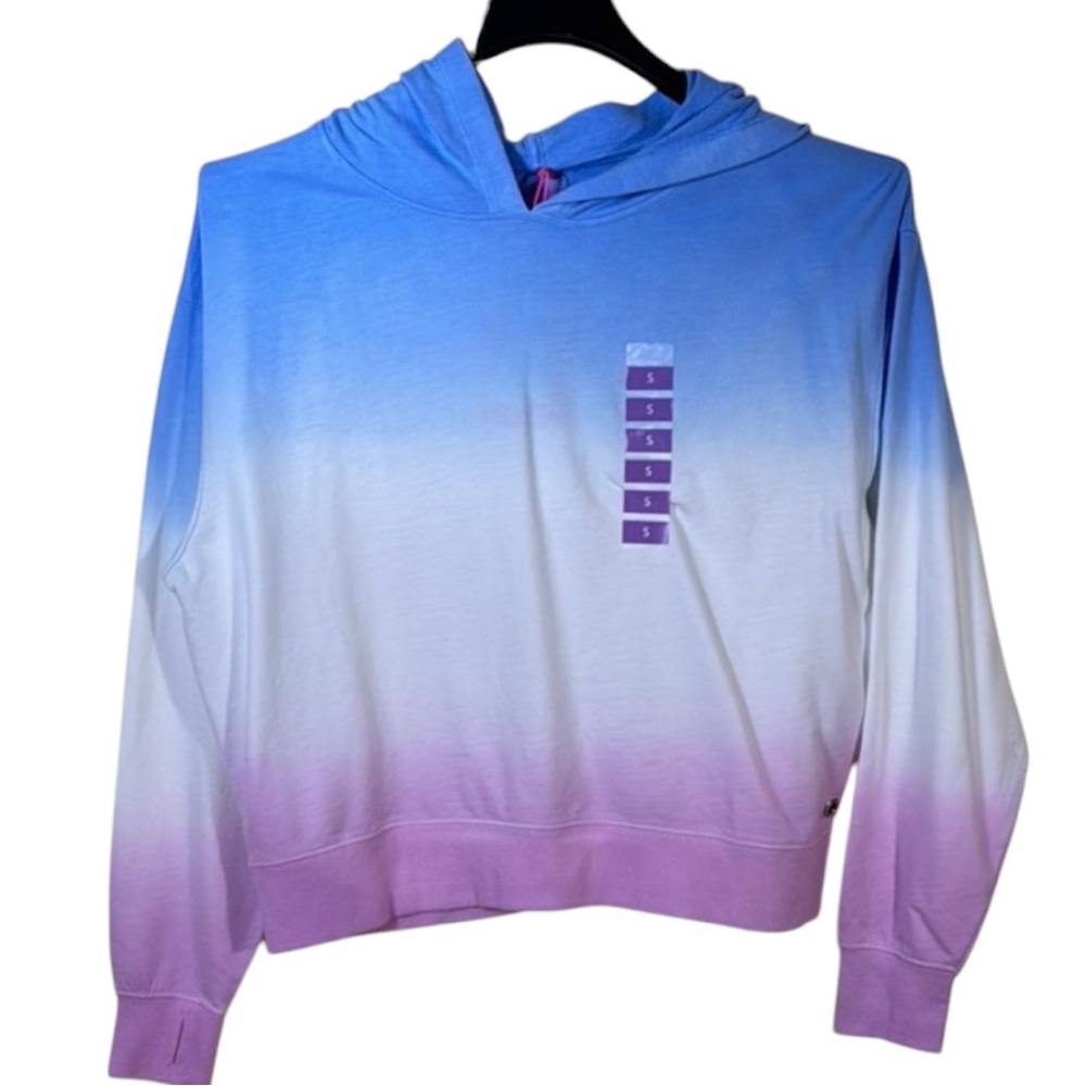 Juicy Couture Sweatshirt Blue/Pink/White Ombre Crop Hoodie in Size S NWT